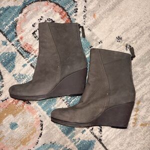 Gray Wedge Ankle Boots